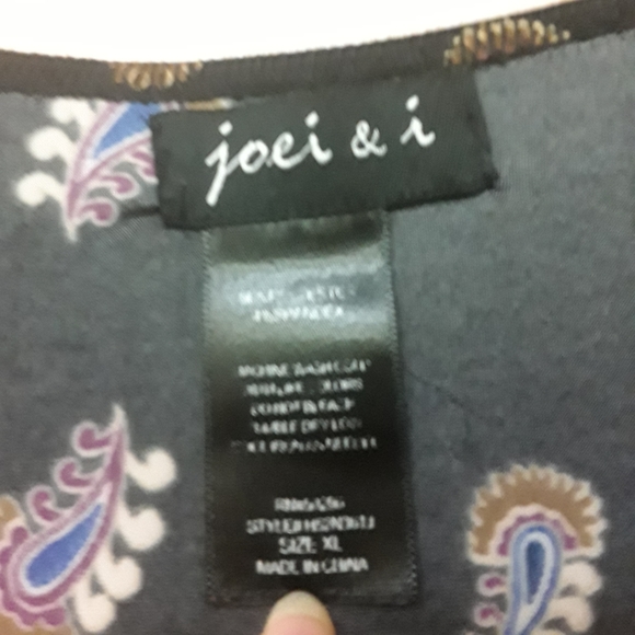 Black Purple Paisley Boho Silky Top XL - Picture 8 of 8